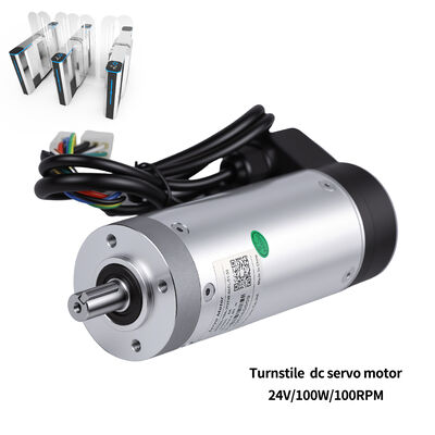 Motor Servo Terintegrasi Tahan Suhu Rendah 59mm Flange 24V DC 100W, Torsi Maksimum 23Nm, Encoder 2400 Jalur, untuk Gerbang Kecepatan Gerbang Putar Penghalang Gerbang
